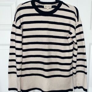 Marled Black and Cream Crewneck Sweater